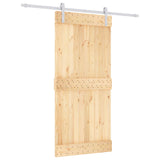 Sliding Door Natural and White 95 x 210 cm Solid Pine Wood 3444955