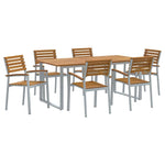 Garden Dining Set 7 pcs Grey and brown Solid acacia wood 3284348