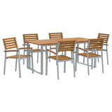 Garden Dining Set 7 pcs Grey and brown Solid acacia wood 3284348