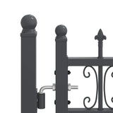 Fence Gate with Spear Top with Lock Grey 305 x 150 cm Steel 42009045