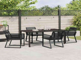 Garden Dining Set 5 pcs Black Powder-Coated Steel 3379313