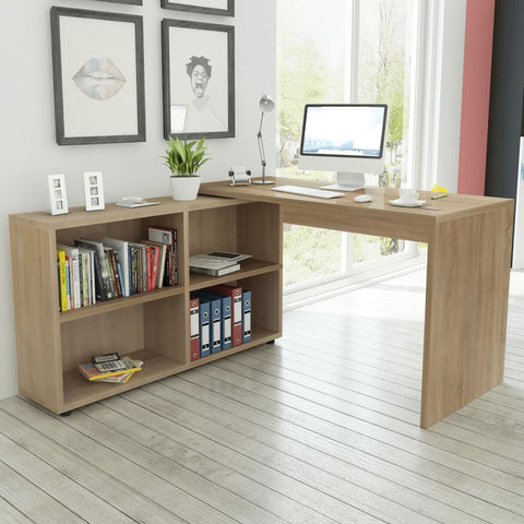 Corner Desk 4 Shelves Oak 243059