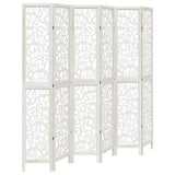 Room Divider 6 Panels White Solid Wood Paulownia 358748
