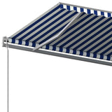 Manual Retractable Awning with Posts 6x3 m Blue and White 3070196