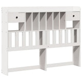 Bookcase Bed without Mattress White 150x200 cm King Size Solid Wood Pine 3309966