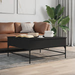 ZNTS Coffee Table Black 95x95x45 cm Engineered Wood and Metal 3217064