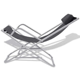 Sunlounger Set of 2 Black Powder-coated steel frame, PVC seat 42936