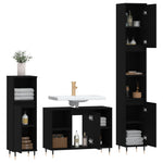 ZNTS 3 Piece Bathroom Furniture Set Black Engineered Wood 3190292