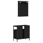 ZNTS 2 Piece Bathroom Furniture Set Black Engineered Wood 3214775