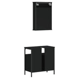 ZNTS 2 Piece Bathroom Furniture Set Black Engineered Wood 3214775