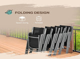 7 Piece Garden Dining Set, Outdoor Table and 6 Folding and Reclining Chairs, Aluminium Frame, T3398P318582
