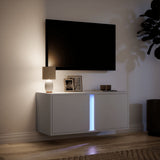 TV Wall Cabinet with LED Lights White 80x31x35 cm 852257