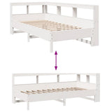 Bookcase Bed without Mattress White 75x190 cm Solid Wood Pine 3324446