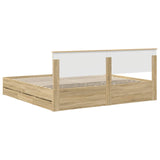Bed Frame with Drawer Sonoma Oak 200 x 200 cm Engineer Wood 3410674