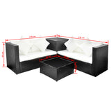 4 Piece Garden Lounge Set with Cushions Poly Rattan Black 42989