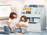 Kids Bookshelf, Toy Organiser, with Storage Drawer, Wheels - Grey T3398P347676