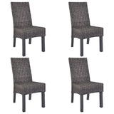 Dining Chairs 4 pcs Brown Kubu Rattan and Mango Wood 275467