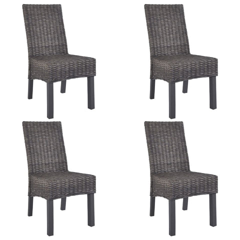 Dining Chairs 4 pcs Brown Kubu Rattan and Mango Wood 275467