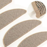 Stair Mats 15 pcs 56x17x3 cm Brown Half Round 149847