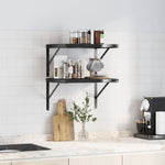 ZNTS Wall Shelves 2 pcs 50x40x3 cm Black Stainless Steel 30293