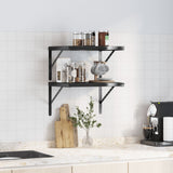 ZNTS Wall Shelves 2 pcs 50x40x3 cm Black Stainless Steel 30293