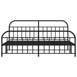 Metal Bed Frame without Mattress with Footboard Black 200x200cm 353660