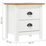 Bedside Cabinet Hill 2 pcs White 46x35x49.5 cm Solid Pine Wood 288910