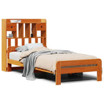 ZNTS Bookcase Bed without Mattress Wax Brown 90x190 cm Single Solid Wood Pine 3308905