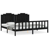 Bed Frame without Mattress Black 200x200 cm Solid Wood Pine 3192320