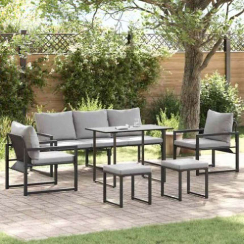 Garden Sofa Set Black Steel 3378954