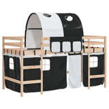 Kids' Loft Bed with Tunnel without Mattress White&Black 90x200cm 3206991