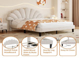 4ft6 Double Upholstered Velvet Bed, with Adjustable Chic Petal Headboard, Velvet Platform Bed N652P169590
