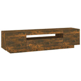 TV Cabinet with LED Lights Smoked Oak 160x35x40 cm 815726