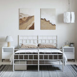 Metal Bed Frame without Mattress with Footboard White 135x190cm 355725