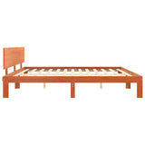 Bed Frame with Headboard Wax Brown 140 x 190 cm Solid Pine Wood 863965