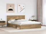 Bed Frame Artisian Oak 140 x 190 cm Solid Pine Wood 3409353