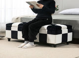 114 x 47 x 47cm Velvet Storage Ottoman, Button-tufted Footstool Box, Toy Chest with Lid for Living T3398P343242