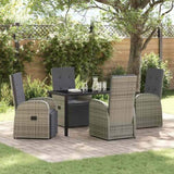 Garden Dining Set with Cushion 5 pcs Grey Poly Rattan 3379501