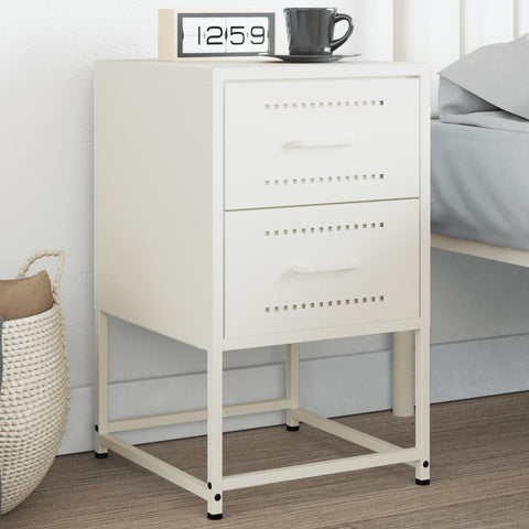 ZNTS Bedside Cabinet White 36x39x60.5 cm Steel 846468