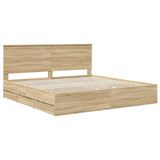 Bed Frame with Drawer Sonoma Oak 200 x 200 cm Engineer Wood 3411084