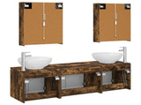 Bathroom Cabinet Set 5 pcs Smoked Oak Engineered Wood 3406491