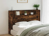 Storage Headboard with LED Smoked Oak Engineered Wood 3418657