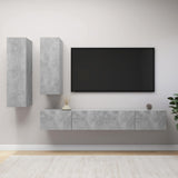 4 Piece TV Cabinet Set Concrete Grey Engineered Wood 3079153