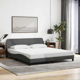 Bed Frame "Dover" Dark Grey 152x203 cm Fabric 373289