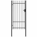 Fence Gate Single Door with Spike Top Steel 1x2 m Black 145746