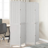 Room Divider 4 Panels White Solid Wood Paulownia 358722
