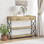 ZNTS Console Table Artisan Oak 100x28x75 cm Engineered Wood & Steel 863528