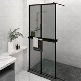 Walk-in Shower Wall with Shelf Black 90x195 cm ESG Glass&Aluminium 3185465