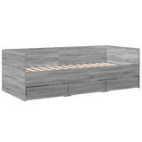 ZNTS Daybed with Drawers without Mattress Grey Sonoma 90x190 cm Single 3280830