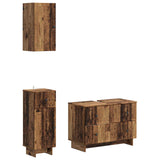 3 Piece Bathroom Cabinet Set EDE Old Wood Engineered Wood 3417745